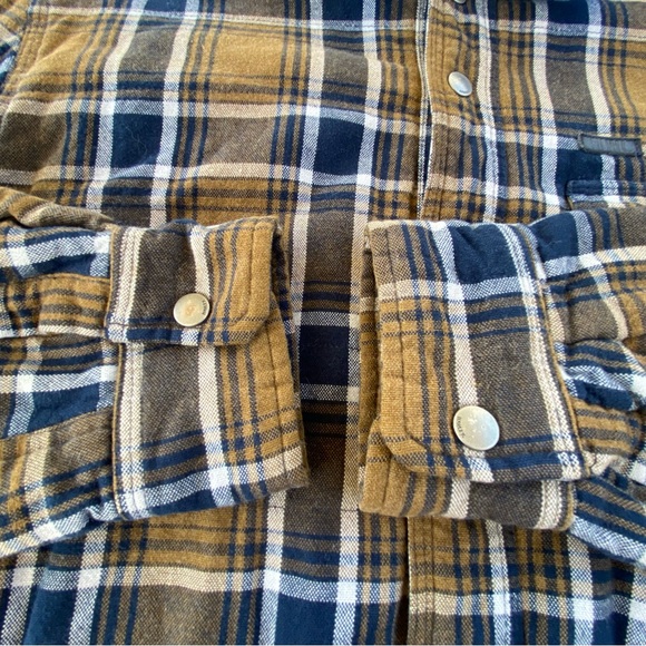 Harley Davidson Flannel Shacket Men XL Plaid Shirt Jacket Snap Brown Lined EUC - Picture 7 of 16
